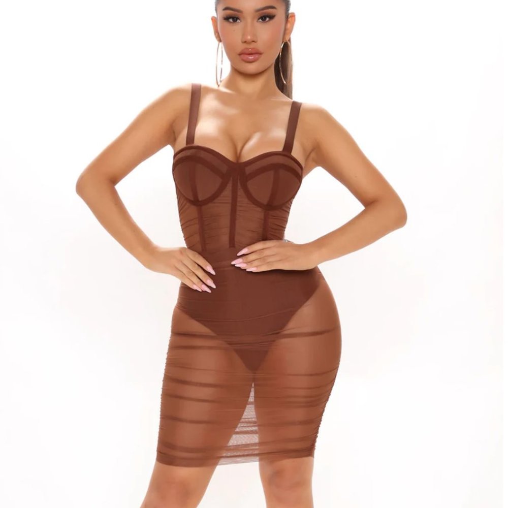 Fashion Nova - Mixed Drinks Mixed Feelings Mini Dress - Chocolate - size small